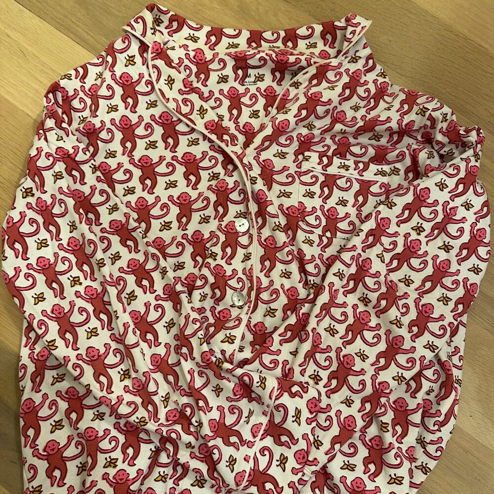 Roller Rabbit Monkey Long Sleeve Polo Pajama Top